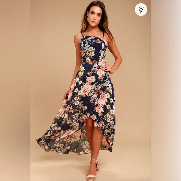 navy blue floral high low dress Buy Navy Blue Floral Printed High Neck Tiered Occasion Maxi Dress from Next USA